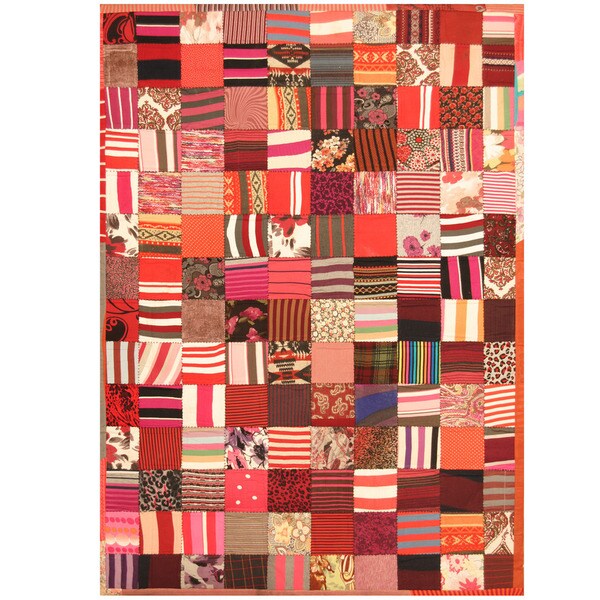 Handmade Memory Foam Cotton Patchwork Rug (India) - 5'4 x 7'6
