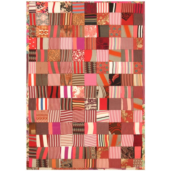 Handmade Memory Foam Cotton Patchwork Rug (India) - 5'4 x 7'6