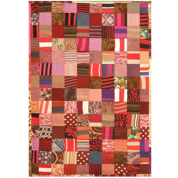 Handmade Memory Foam Cotton Patchwork Rug (India) - 5'4 x 7'6
