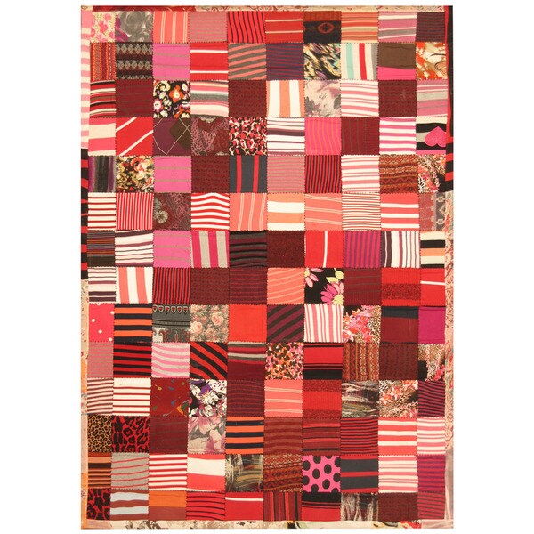 Handmade Memory Foam Cotton Patchwork Rug (India) - 5'4 x 7'6