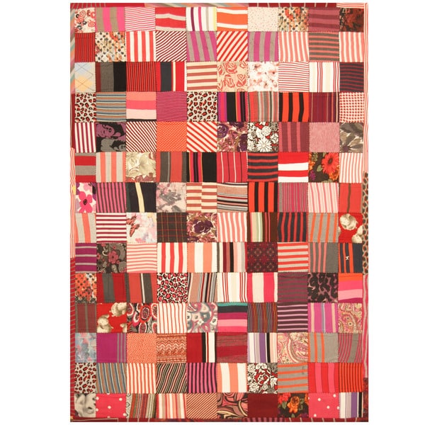 Handmade Memory Foam Cotton Patchwork Rug (India) - 5'4 x 7'6