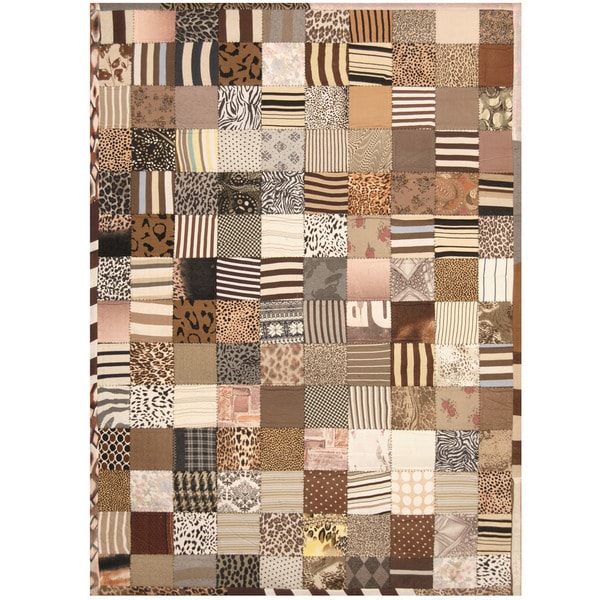 Handmade Memory Foam Cotton Patchwork Rug (India) - 5'4 x 7'6