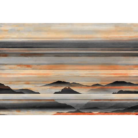 'Desert Mountains' Painting Print on White Wood