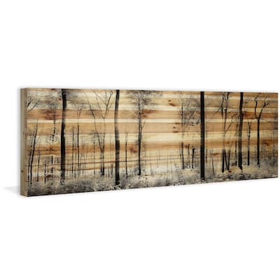 Handmade Panoramic Forest Print on Natural Pine Wood