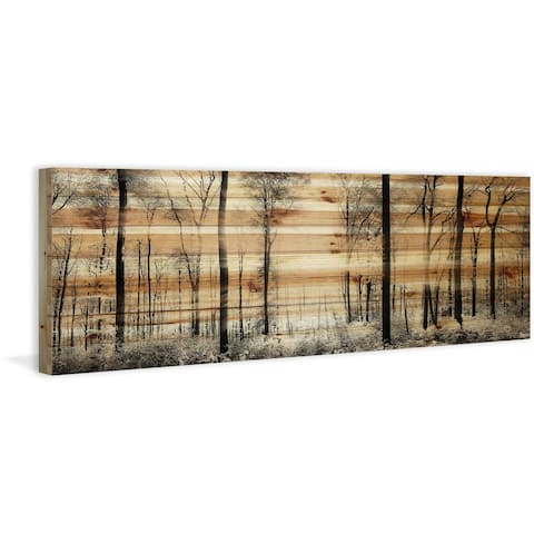 Handmade Panoramic Forest Print on Natural Pine Wood