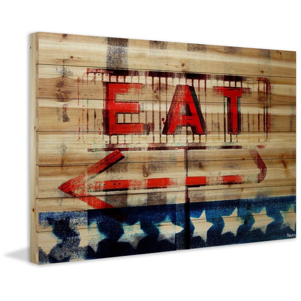 Handmade Eat Print on Natural Pine Wood