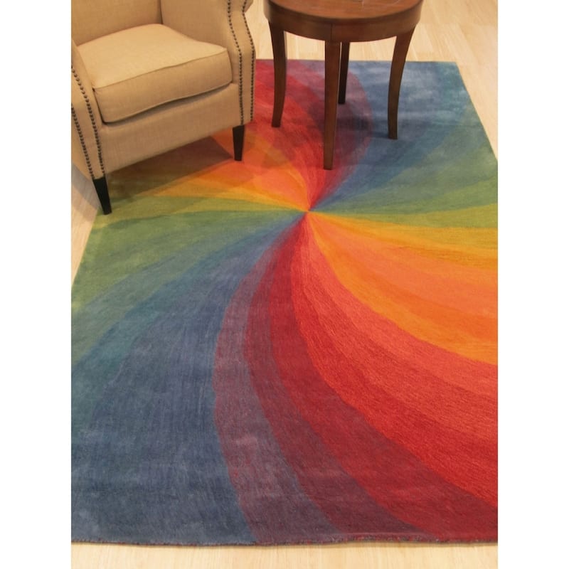 Hand-tufted Wool Lollipop Contemporary Abstract Swirl Area Rug