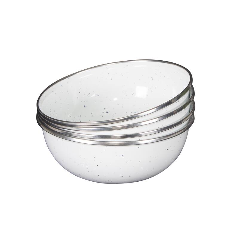 Stansport Enamel Camping Tableware Set - 24 Piece in White