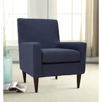 Shop HomePop Ink Navy Swoop Arm Velvet Accent Chair - On ...