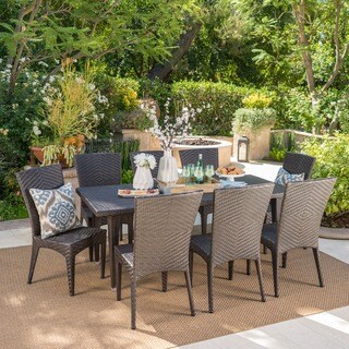 Moorea Outdoor 9-piece Rectangular Wicker Dining Set by Christopher Knight Home