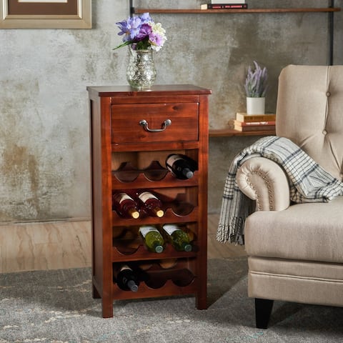 Eirinn Acacia Wood Wine Rack Cabinet by Christopher Knight Home