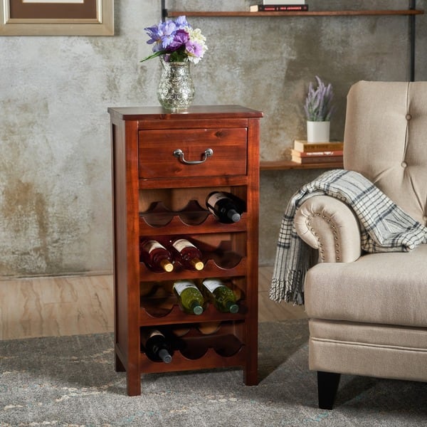 Shop Eirinn Acacia Wood Wine Rack Cabinet By Christopher Knight