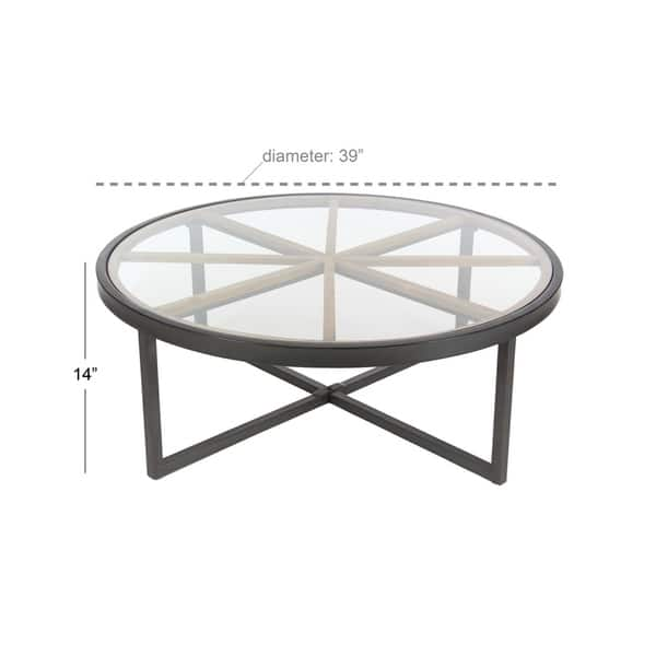 Shop Studio 350 Metal Glass Wood Coffee Table 39 Inches Wide 14 Inches High Overstock 17240699