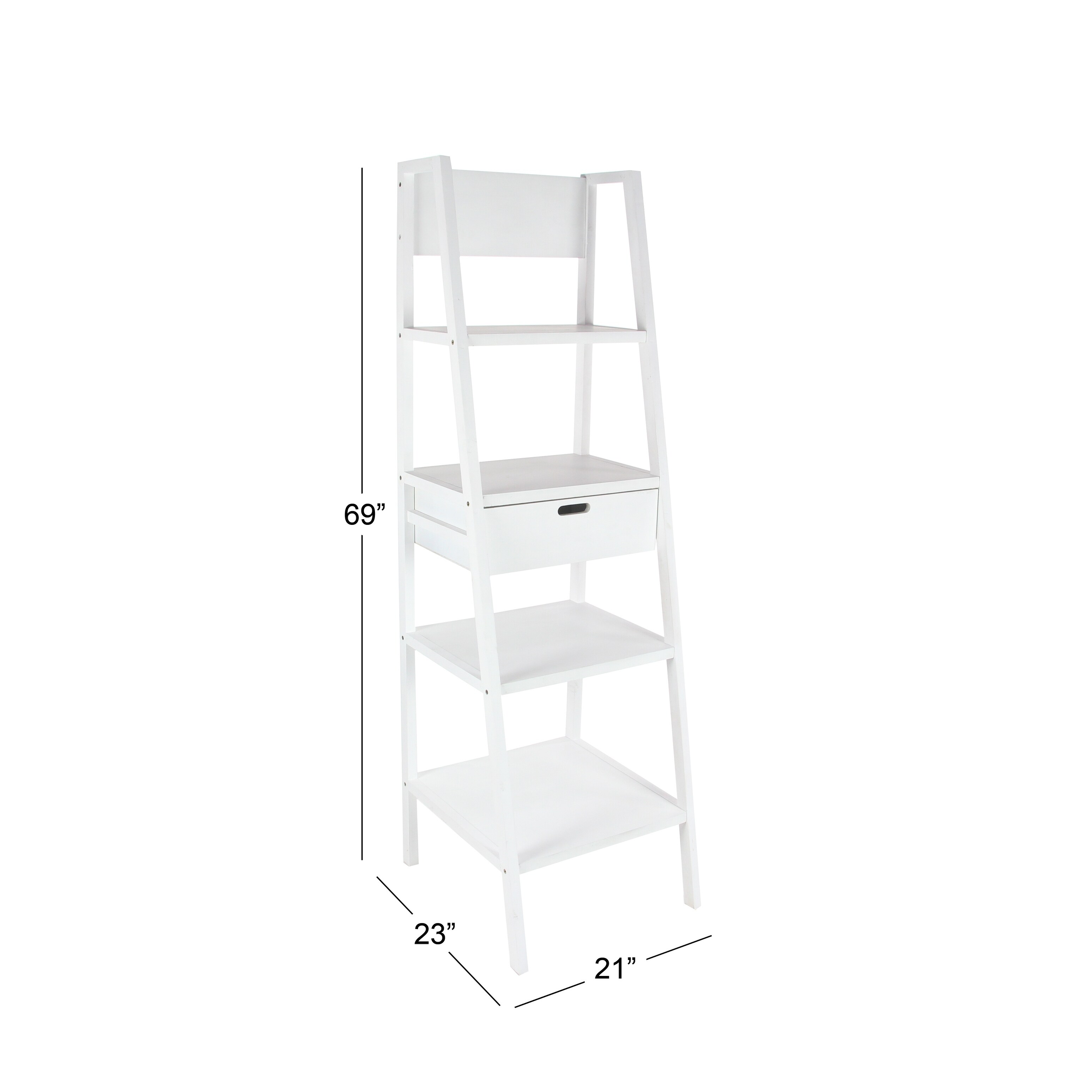 Shop Farmhouse 69 X 21 Inch Wooden Ladder Shelf With Drawer By