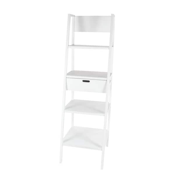 Shop Farmhouse 69 X 21 Inch Wooden Ladder Shelf With Drawer By