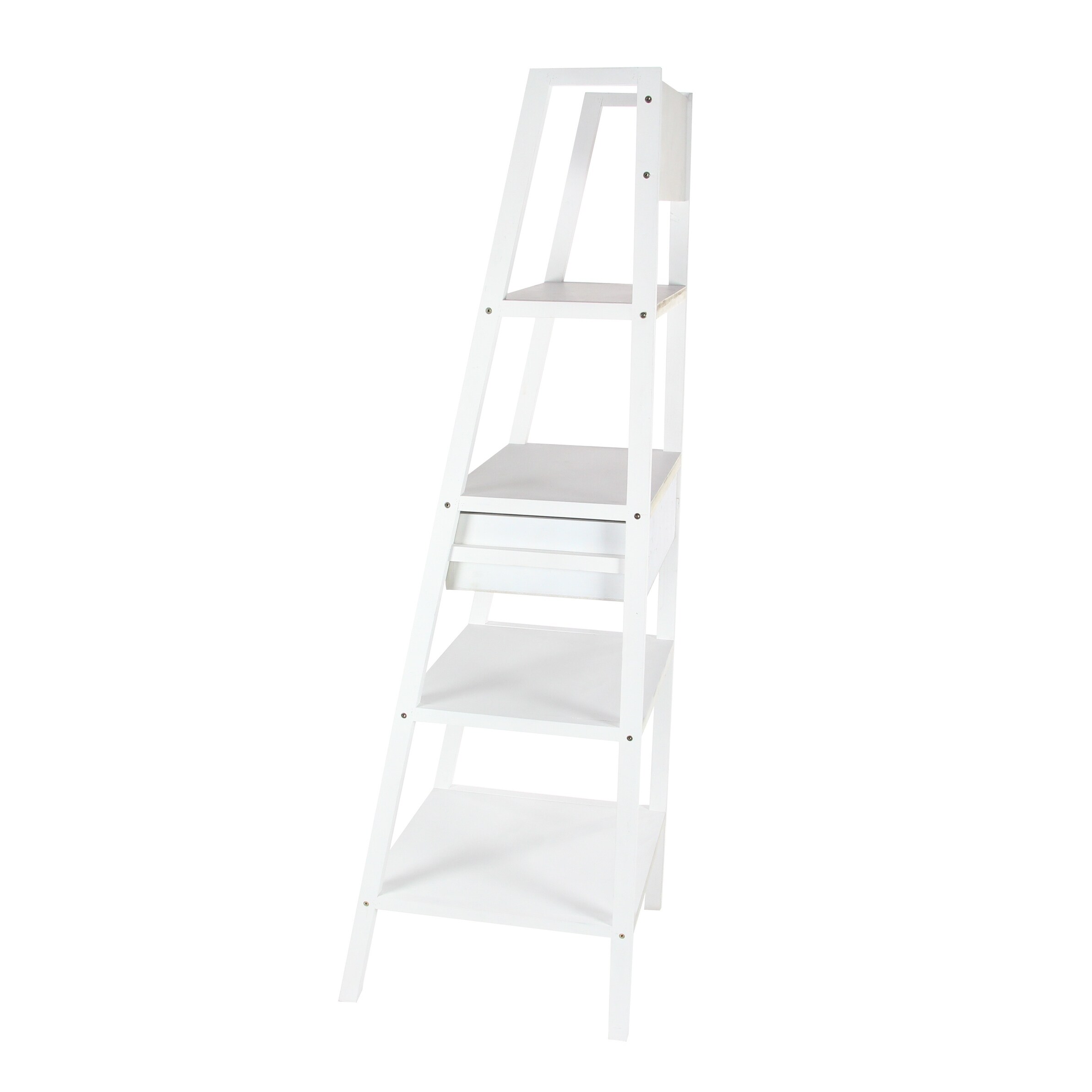 Shop Farmhouse 69 X 21 Inch Wooden Ladder Shelf With Drawer By