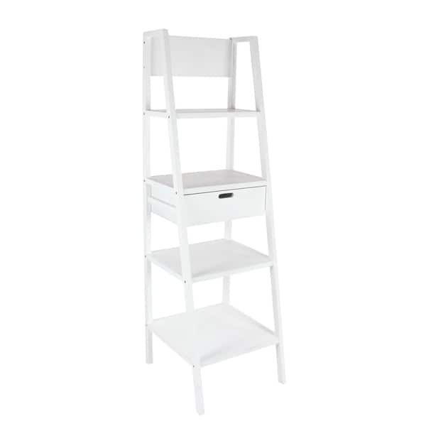 Shop Farmhouse 69 X 21 Inch Wooden Ladder Shelf With Drawer By