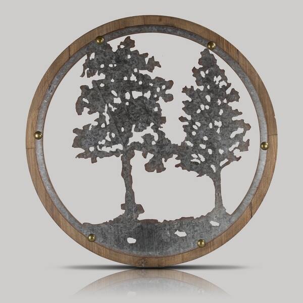American Art Decor Wood And Galvanized Metal Tree Round American Art Decor Wood And Galvanized Metal Tree Round