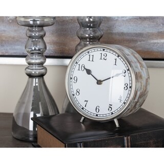 Modern 7 x 6 Inch Silver Round Table Clock by Studio 350 - Bed Bath ...