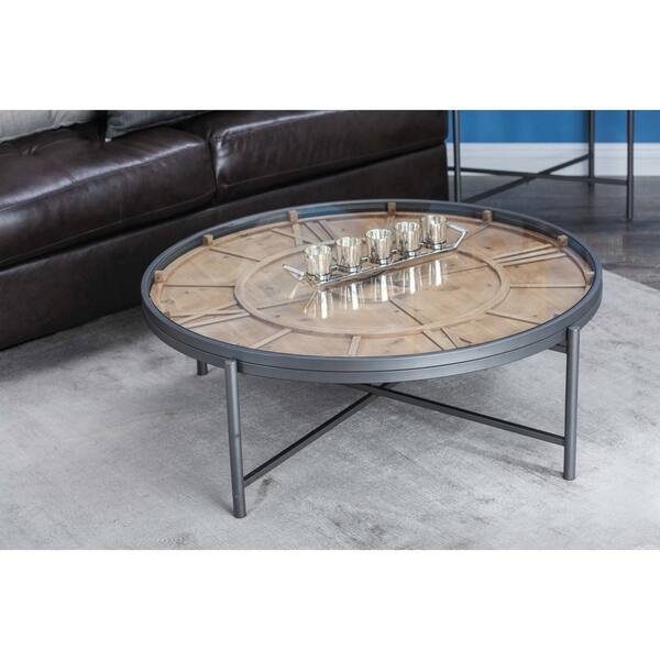 Studio 350 Metal Wood Clock Coffee Table 41 Inches Wide 14 Clock Coffee Table 41 Inches Wide