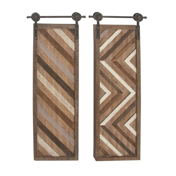 Studio 350 Wood Metal Wall Decor Set of 2, 16 inches wide, 39 inches high
