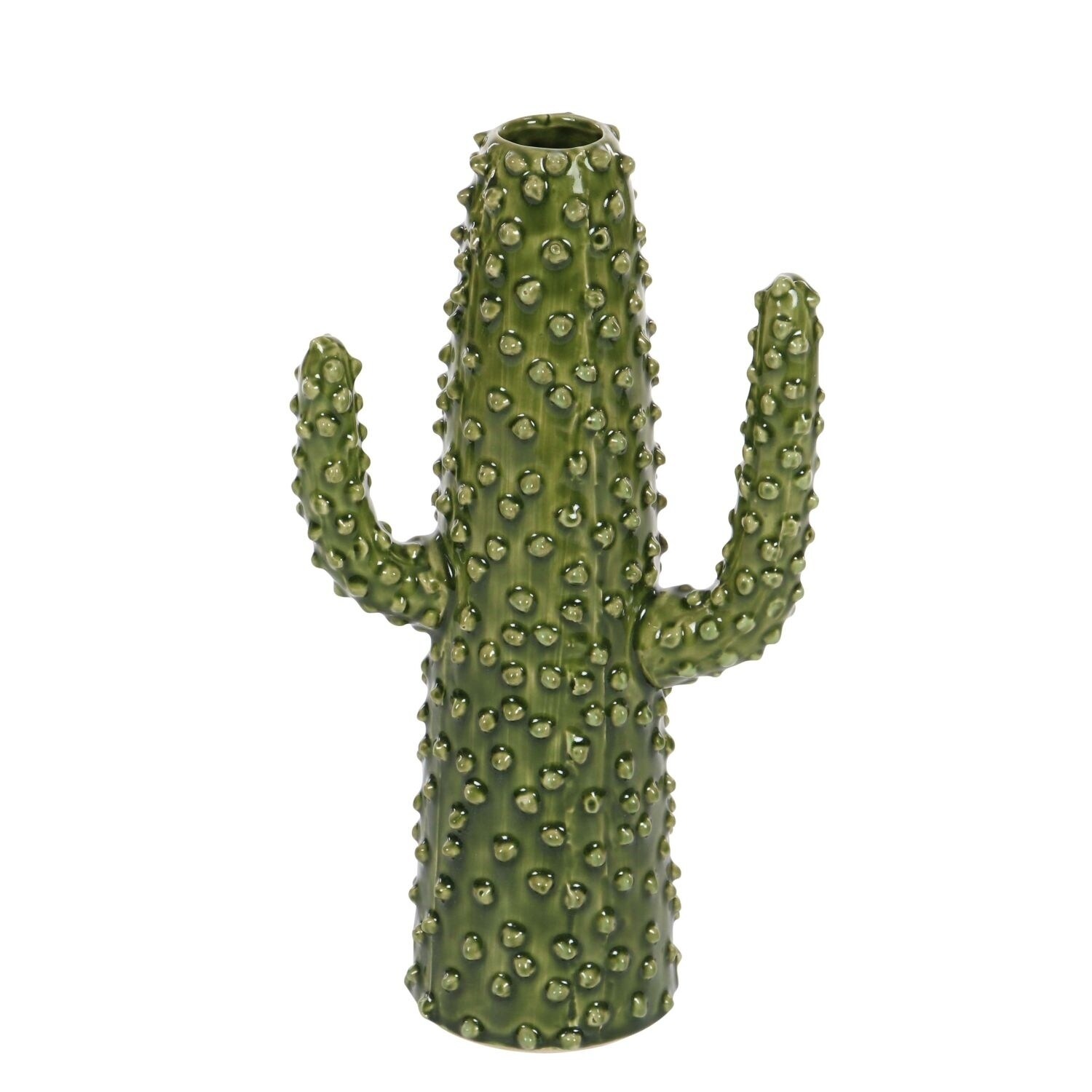 Studio 350 Ceramic Cactus Vase 5 Inches Wide, 12 Inches High Green 