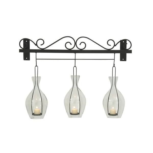 Studio 350 Metal Glass Wall Candle Holder 27 inches wide, 20 inches