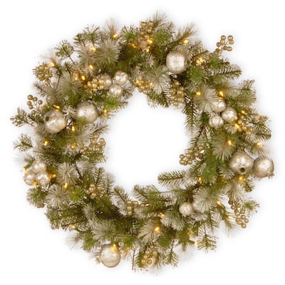 24-inch Glittery Pomegranate Pine Wreath