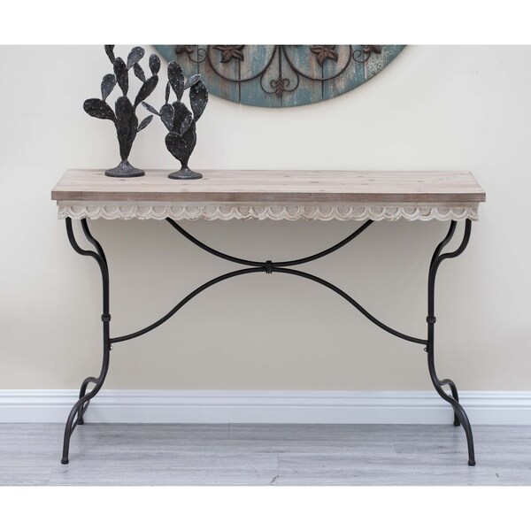 Shop Rustic Fir Wood and Light Brown and Black Console ...
