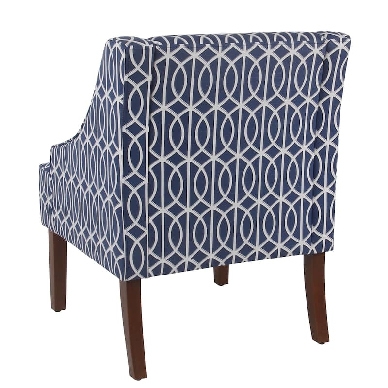Porch & Den Cammy Blue Trellis Swoop Accent Chair