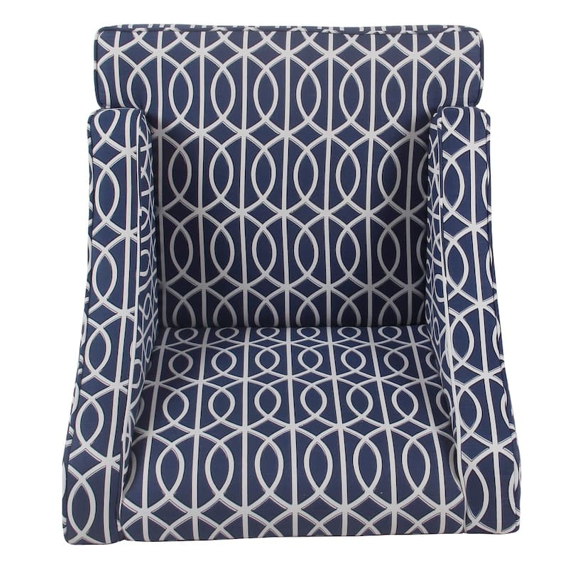 Porch & Den Cammy Blue Trellis Swoop Accent Chair