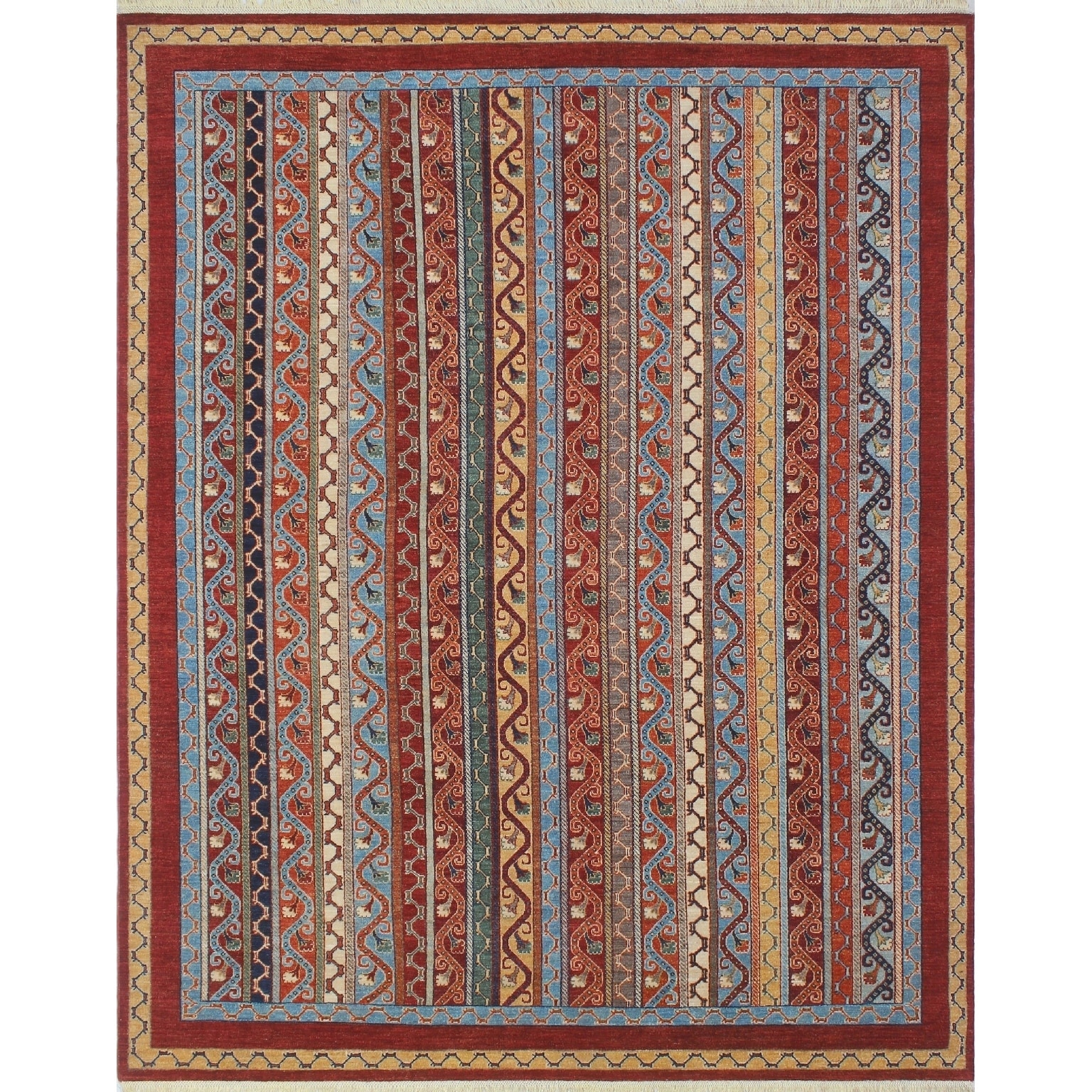 5'8 x 7'10 Red/Blue Noori Rug Khurgeen Qudratu Hand Knotted Area Rug 5'8 x 7'10 Red/Blue Noori Rug Khurgeen Qudratu Hand Knotted Area Rug