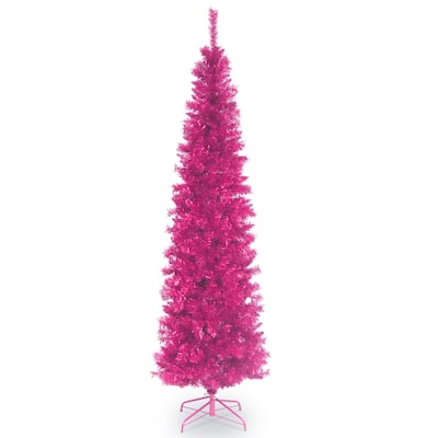 National Tree Company 7 ft. Pink Tinsel Tree - 7 Foot