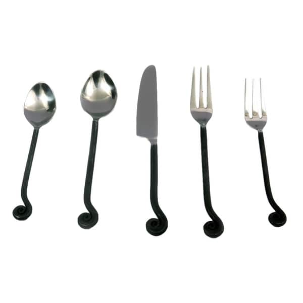 Inox Lilly Design 20 Piece Burnt Black 4 Person Flatware Set Overstock 17281893