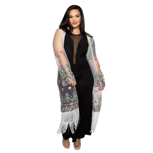 plus size fringe cardigan