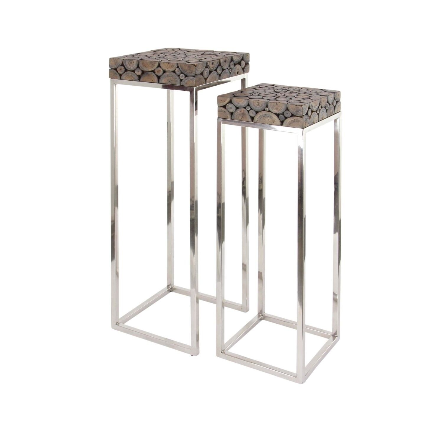 Shop Set of 2 Modern Wood and Stainless Steel Pedestals by Studio 350 ...