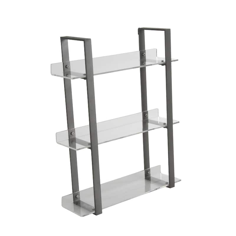 Modern 25 x 19 Inch Iron and Acrylic 3-Tiered Wall Shelf by Studio 350