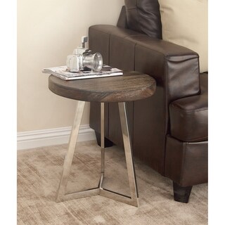 Studio 350 Stainless Steel Wood Accent Table 18 inches wide, 20 inches ...