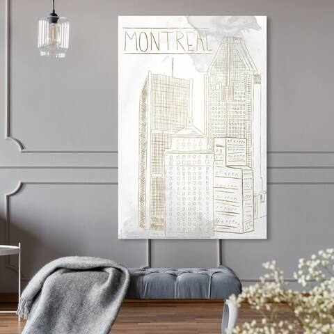 Oliver Gal 'Montreal Sketch' Cities and Skylines Wall Art Canvas Print - Gold, White