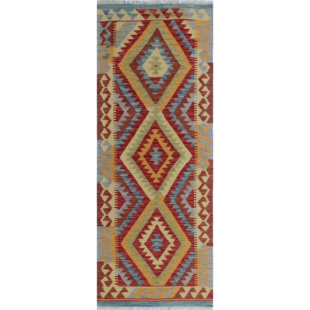 Noori Rug Sangat Kilim Mojida Red/Gold Runner - 2'3 x 6'4