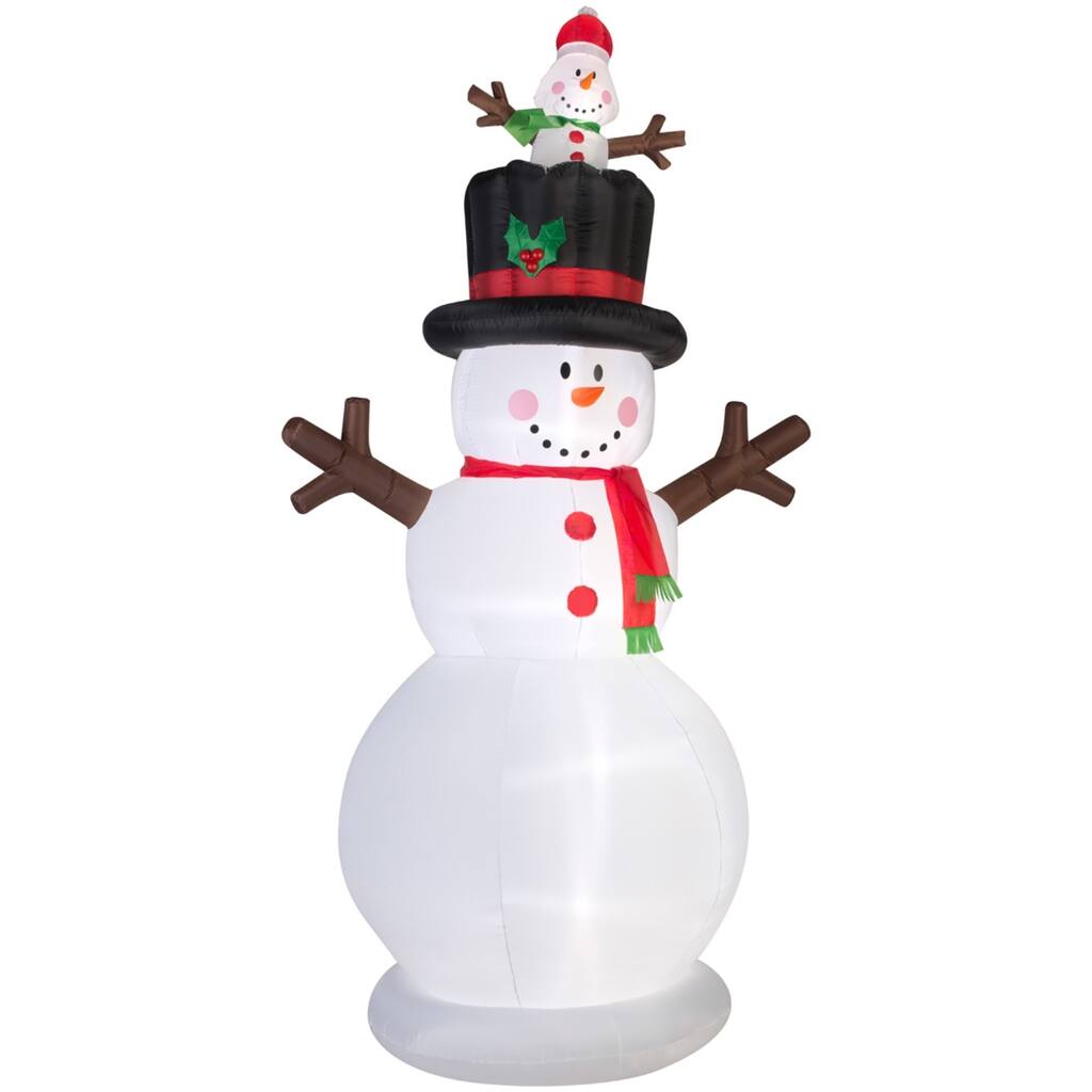 Christmas Airblown Inflatable Snowman w/Pop-up Baby Snowman - 45 x 58 x 115