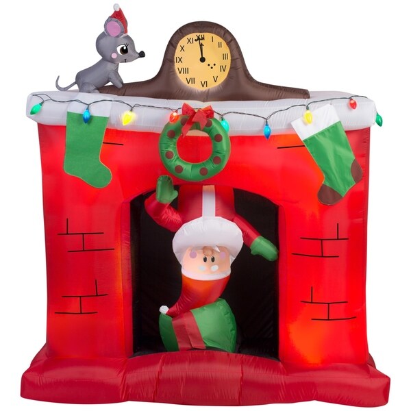 christmas airblown inflatable santas head popping down at fireplace scene - Christmas Airblown Inflatables christmas airblown inflatable santas head popping down at fireplace scene - Christmas Airblown Inflatables