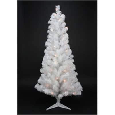 4' Pre-Lit Slim White Artificial Tinsel Christmas Tree - Clear Lights