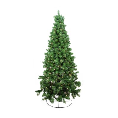 6' Pre-Lit Pine Artificial Wall Christmas Tree Clear Lights