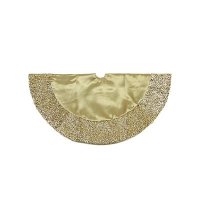 20" Gold Satin Mini Christmas Tree Skirt with Metallic Trim