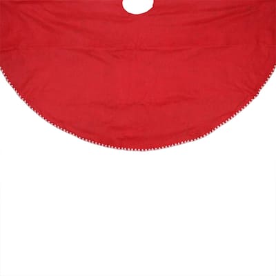 48" Red and White Shell Reversible Christmas Tree Skirt - 48