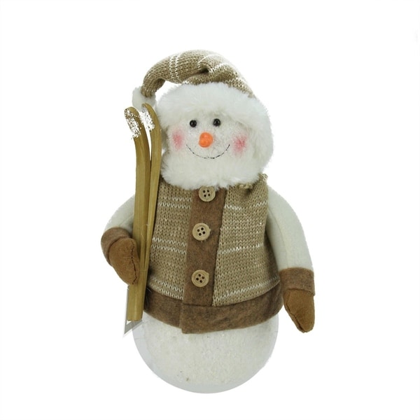 10 alpine chic brown and beige snowman with skiis and mistletoe christmas decoration - Mistletoe Christmas Decoration 10 alpine chic brown and beige snowman with skiis and mistletoe christmas decoration - Mistletoe Christmas Decoration