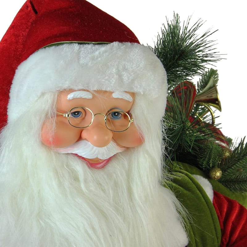 42" Traditional Santa Claus Riding a Bicycle Commercial Christmas Decoration.