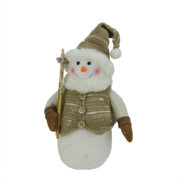 10 alpine chic brown and beige snowman with ski poles and mistletoe christmas decoration - Mistletoe Christmas Decoration 10 alpine chic brown and beige snowman with ski poles and mistletoe christmas decoration - Mistletoe Christmas Decoration