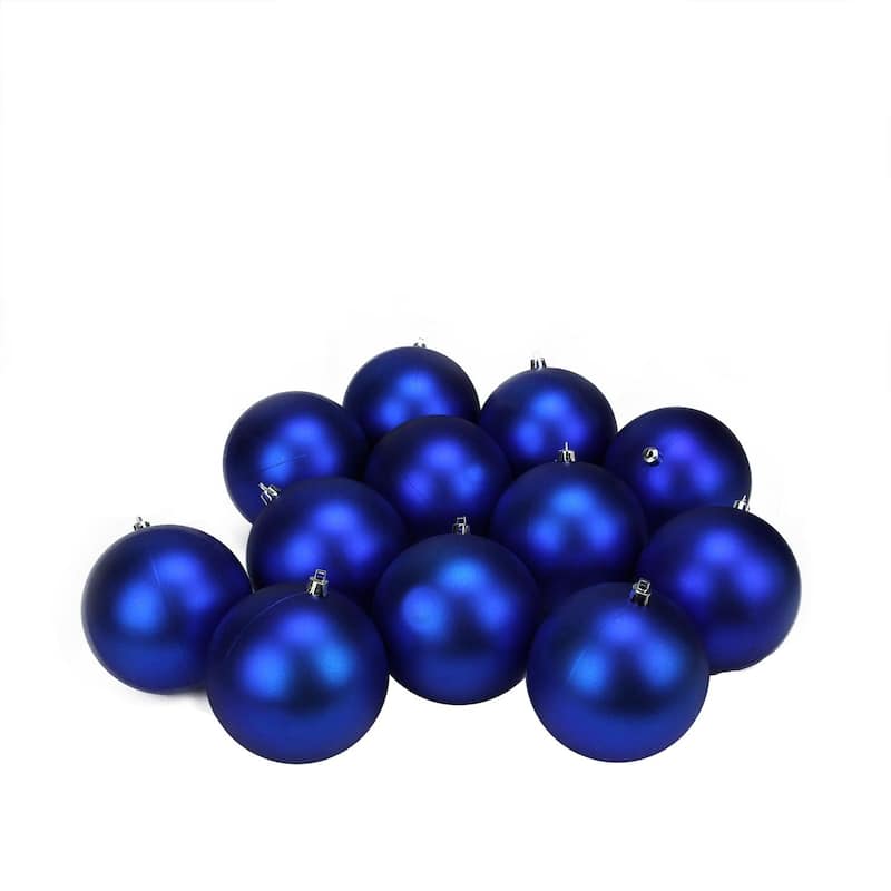 12ct Matte Lavish Blue Shatterproof Christmas Ball Ornaments 4" (100mm)